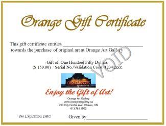 Gift Certificate Orange Art Gallery, Ottawa